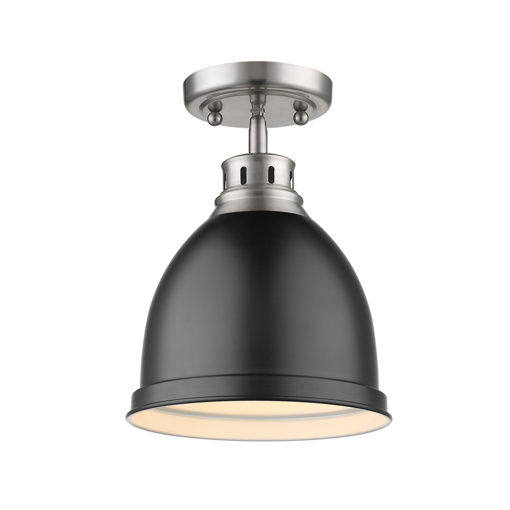 Wry Lighting Duncan 1-light Flush Mount in Pewter and Matte Black shade